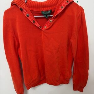 Ralph Lauren Coral Snap-Neck Knit Sweater